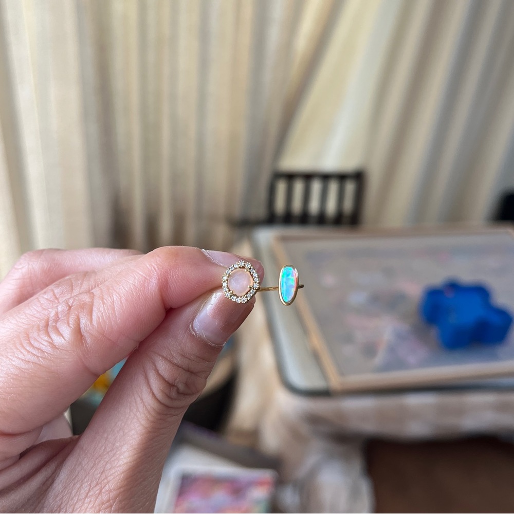 Local eclectic opal moonstone ring gold plated.
